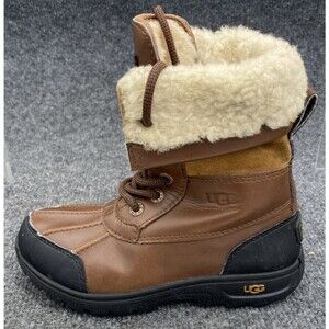 UGG Butte II CWR Kids Boots Size 13 Brown Leather Shearling Waterproof 1005582K